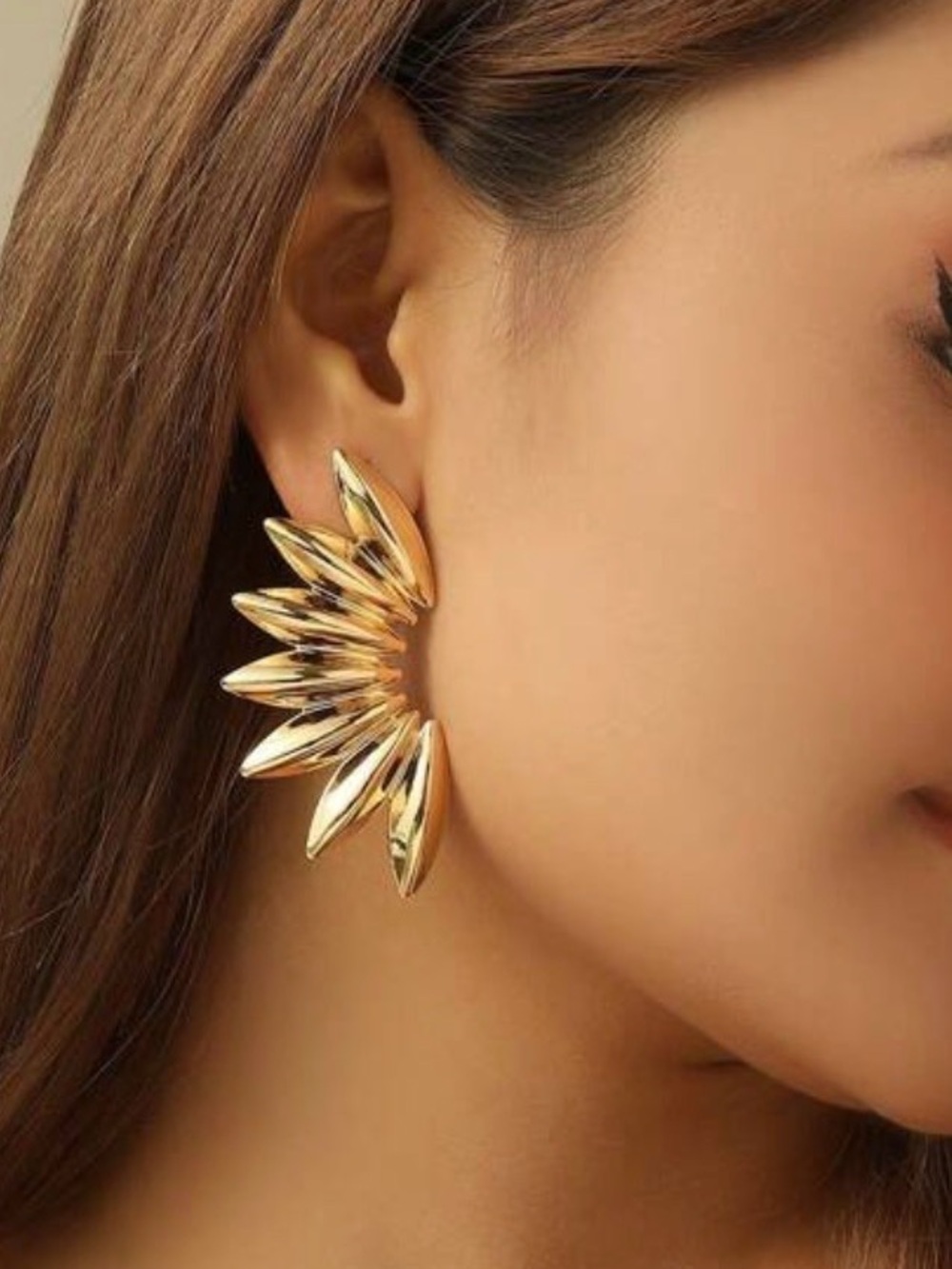 Gold Sunburst Statement Earrings - Women's Jewelry
